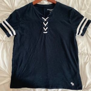 ABERCROMBIE KIDS Blue Knit Football Tee